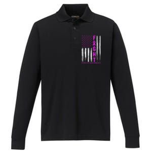 Testicular Cancer Awareness Orchid Ribbon Fight Support Performance Long Sleeve Polo