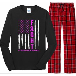 Testicular Cancer Awareness Orchid Ribbon Fight Support Long Sleeve Pajama Set