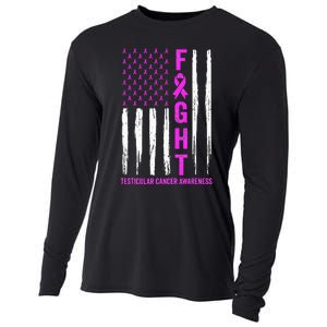 Testicular Cancer Awareness Orchid Ribbon Fight Support Cooling Performance Long Sleeve Crew