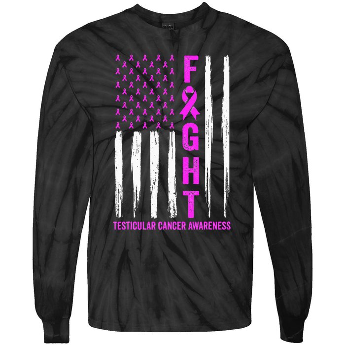 Testicular Cancer Awareness Orchid Ribbon Fight Support Tie-Dye Long Sleeve Shirt