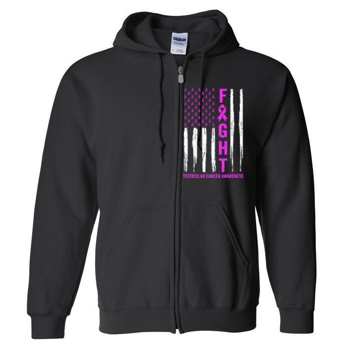 Testicular Cancer Awareness Orchid Ribbon Fight Support Full Zip Hoodie