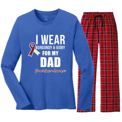 Throat Cancer Awareness Ribbon For My Dad Gift Women's Long Sleeve Flannel Pajama Set 