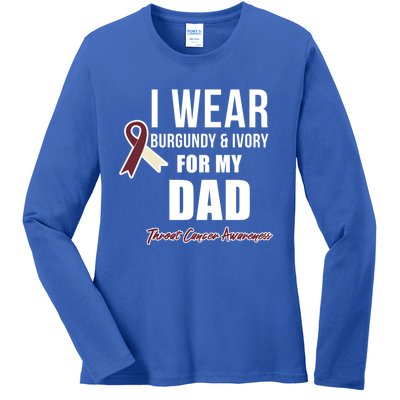 Throat Cancer Awareness Ribbon For My Dad Gift Ladies Long Sleeve Shirt