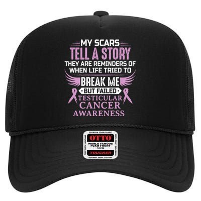 Testicular Cancer Awareness Survivor Support High Crown Mesh Back Trucker Hat