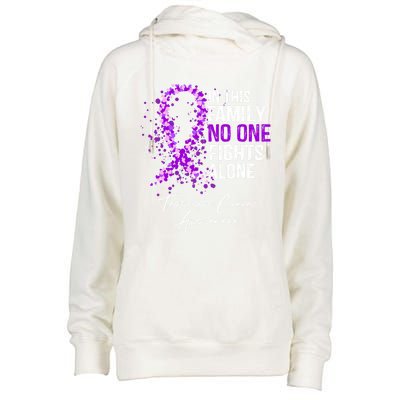 Testicular Cancer Awareness This Family No One Fights Alone Gift Womens Funnel Neck Pullover Hood