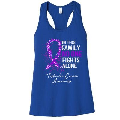 Testicular Cancer Awareness This Family No One Fights Alone Gift Women's Racerback Tank