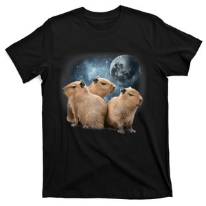 Three Capybaras And Moon Funny Capybara Humor Parody T-Shirt