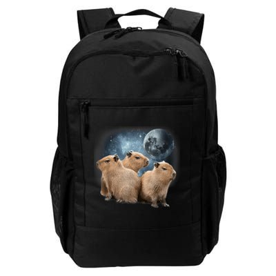 Three Capybaras And Moon Funny Capybara Humor Parody Daily Commute Backpack