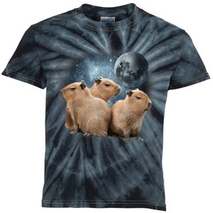 Three Capybaras And Moon Funny Capybara Humor Parody Kids Tie-Dye T-Shirt