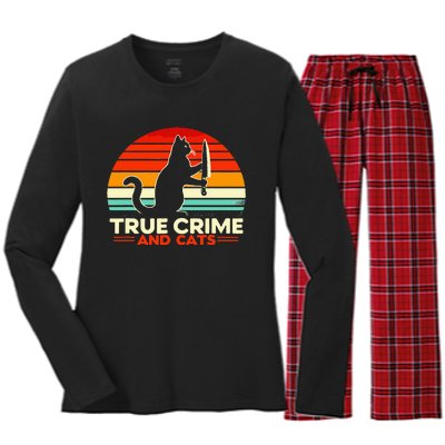 True Crime And Cats Women's Long Sleeve Flannel Pajama Set 