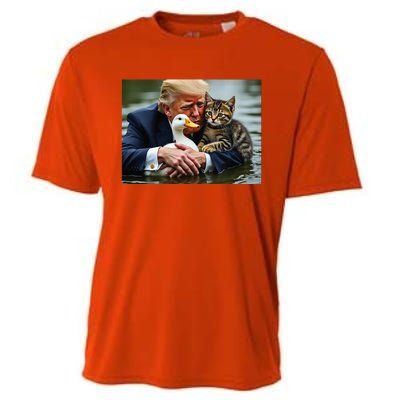 Trump Cat And Duck Memes Christmas Halloween Vote Sign Cooling Performance Crew T-Shirt