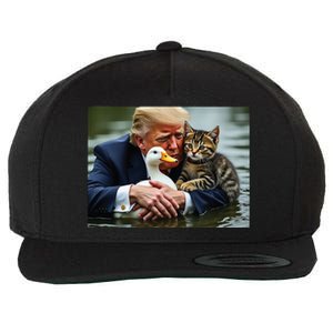 Trump Cat And Duck Memes Christmas Halloween Vote Sign Wool Snapback Cap