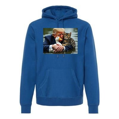 Trump Cat And Duck Memes Christmas Halloween Vote Sign Premium Hoodie