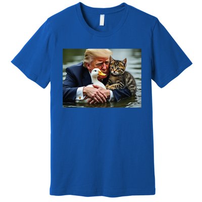 Trump Cat And Duck Memes Christmas Halloween Vote Sign Premium T-Shirt