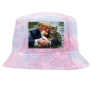 Trump Cat And Duck Memes Christmas Halloween Vote Sign Tie-Dyed Bucket Hat