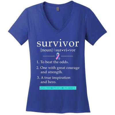 Thyroid Cancer Awareness Thyroid Cancer Survivor Gift Women's V-Neck T-Shirt