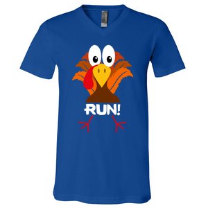 Turkey Costume Adult Running Face Turkey Trot Gift V-Neck T-Shirt