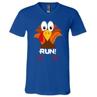 Turkey Costume Adult Running Face Turkey Trot Gift V-Neck T-Shirt