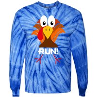 Turkey Costume Adult Running Face Turkey Trot Gift Tie-Dye Long Sleeve Shirt