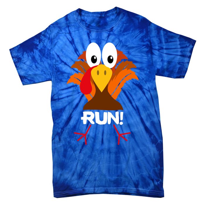 Turkey Costume Adult Running Face Turkey Trot Gift Tie-Dye T-Shirt