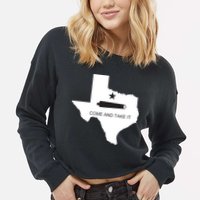 Texas Come And Take It Flag Canon 1836 State Cropped Pullover Crew