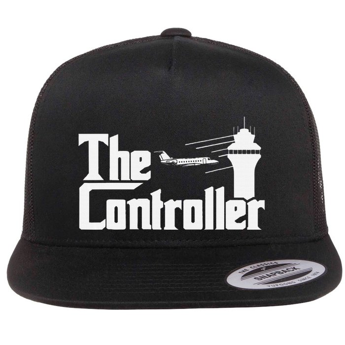 The Controller Air Traffic Control Aircraft Atc Airfield= Flat Bill Trucker Hat