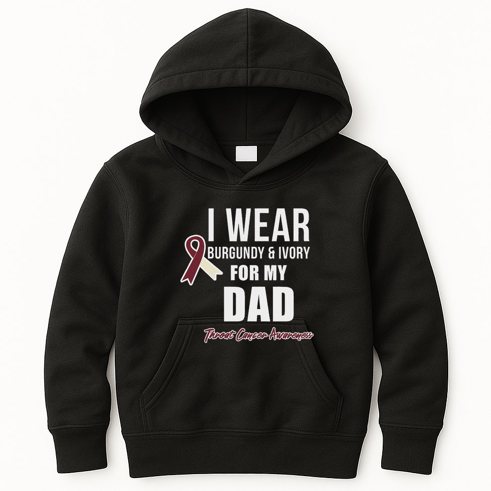 Throat Cancer Awareness Ribbon For My Dad Kids Hoodie