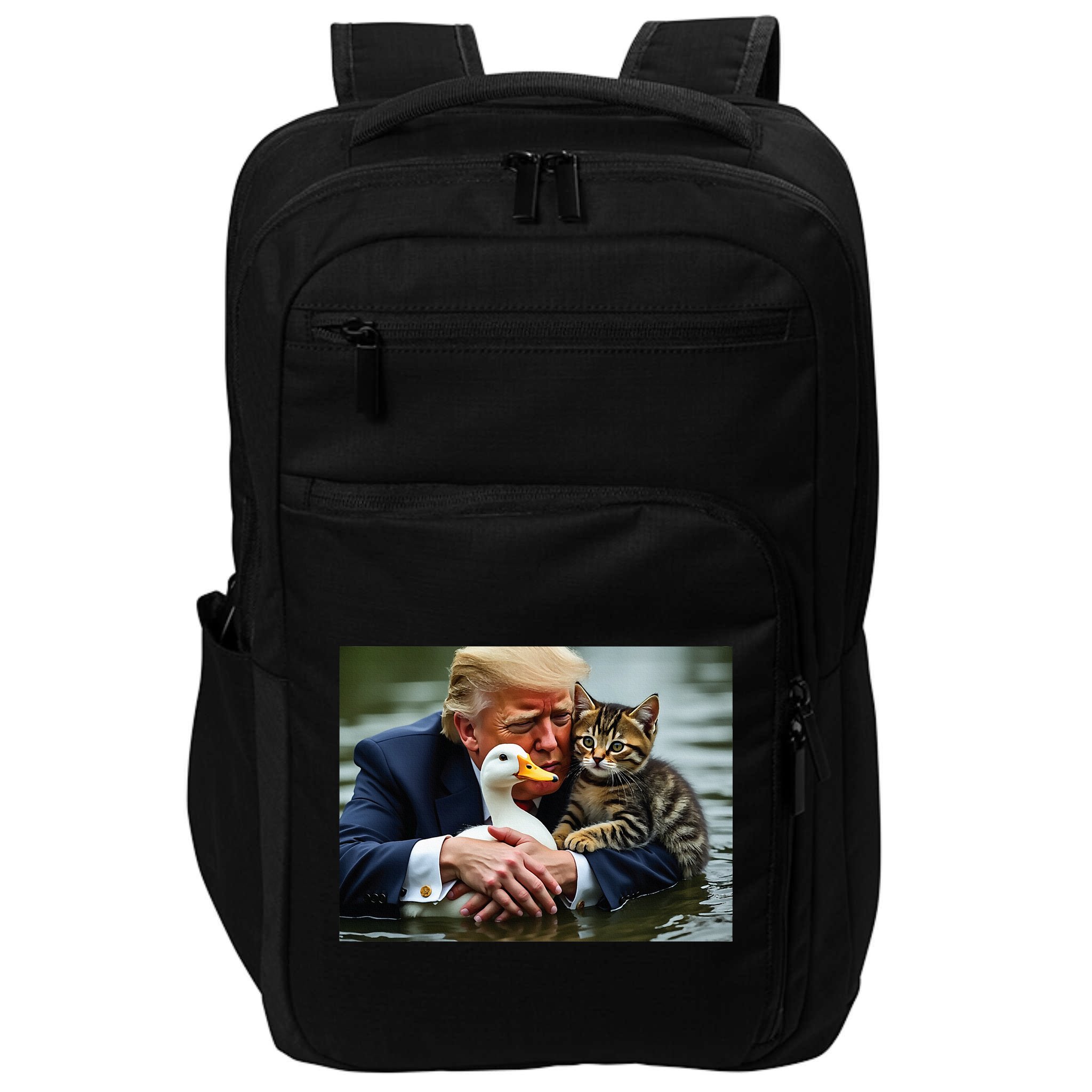 Trump Cat And Duck Memes Christmas Halloween Vote Sign Impact Tech Backpack