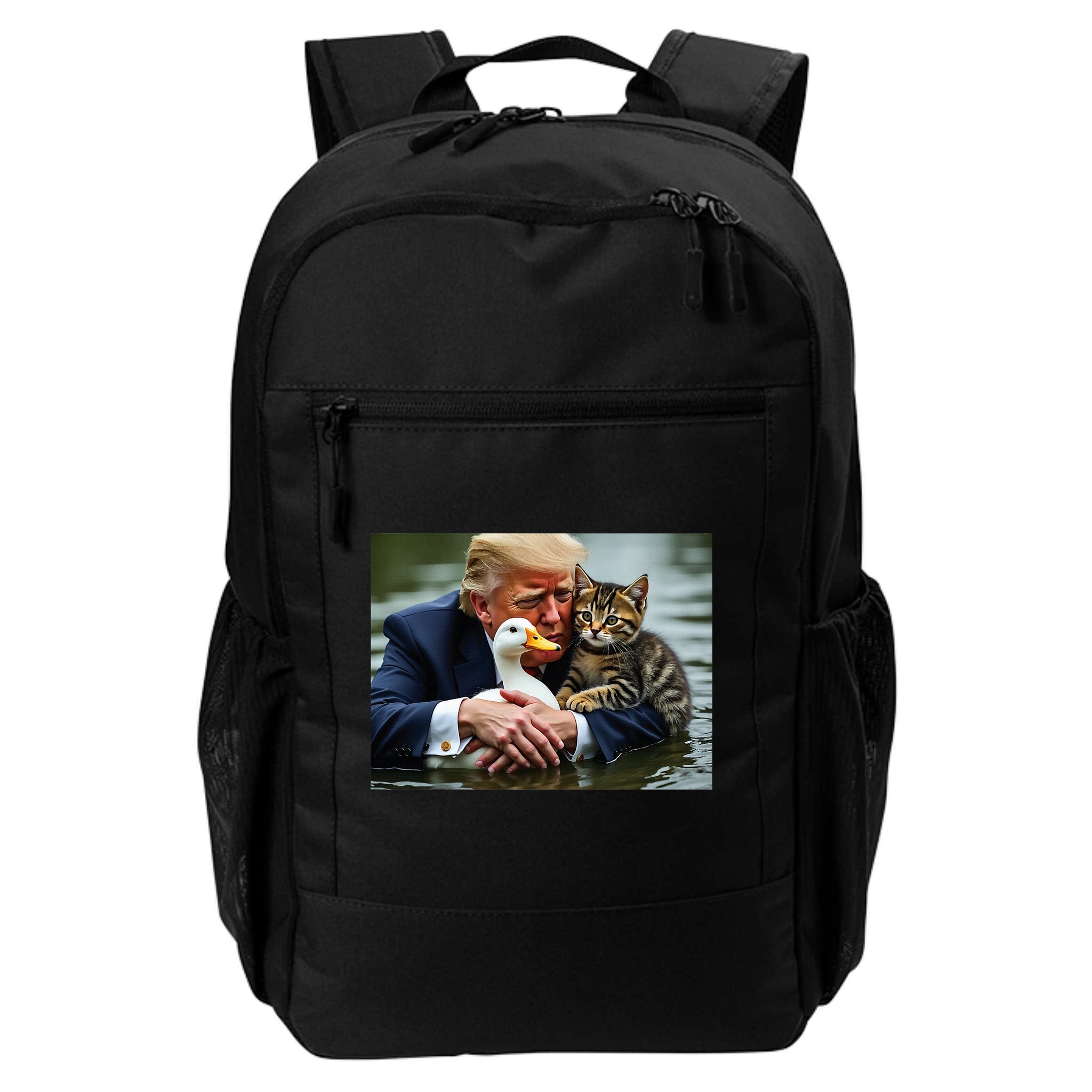 Trump Cat And Duck Memes Christmas Halloween Vote Sign Backpack