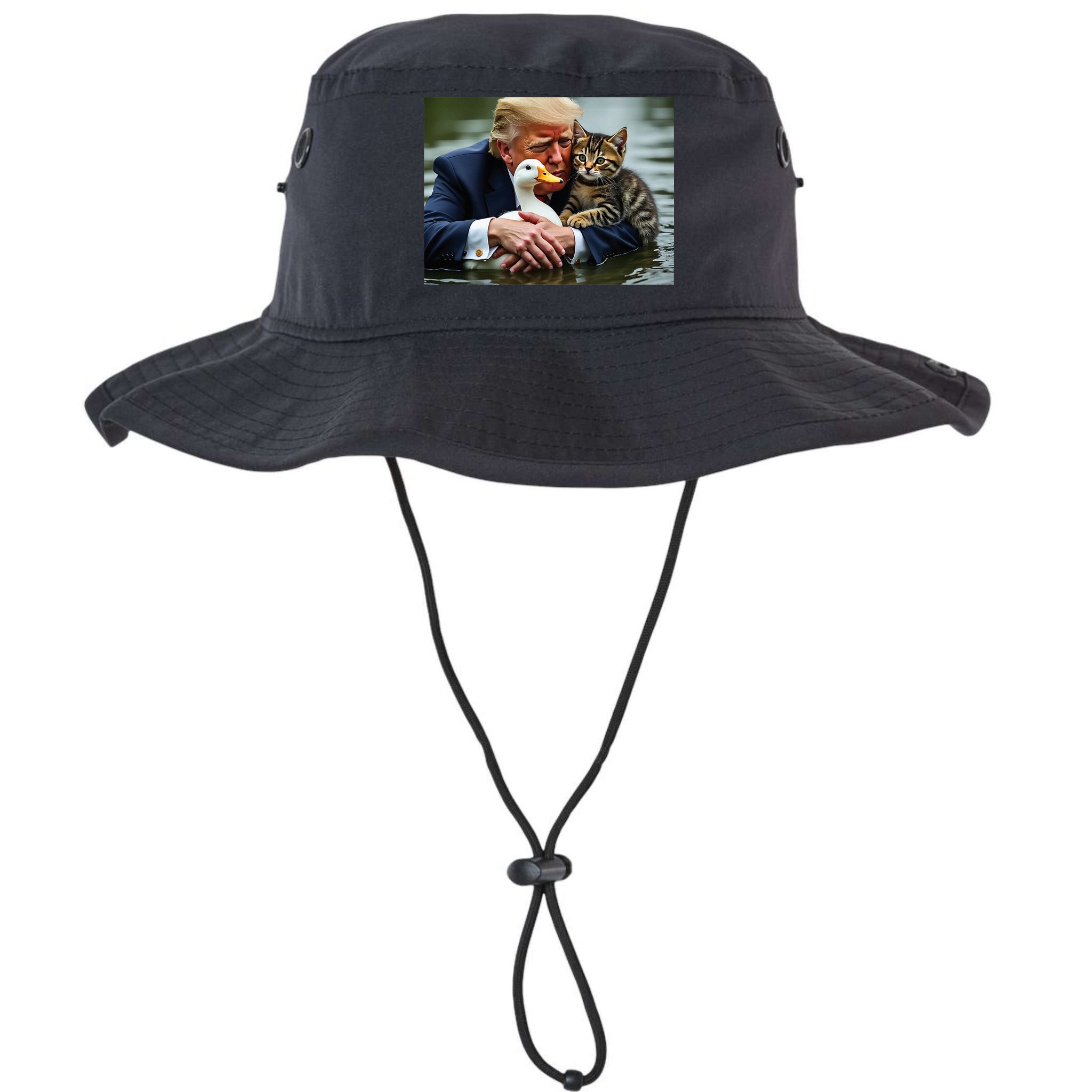 Trump Cat And Duck Memes Christmas Halloween Vote Sign Bucket Hat