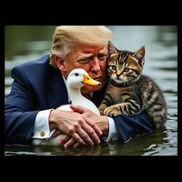 Trump Cat And Duck Memes Christmas Halloween Vote Sign Drawstring Bag