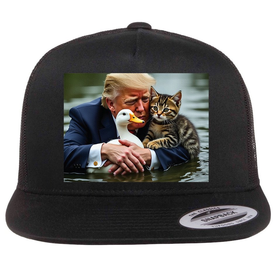 Trump Cat And Duck Memes Christmas Halloween Vote Sign Flat Bill Trucker Hat