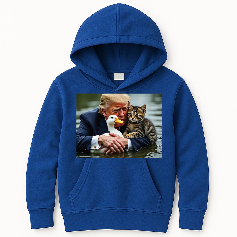 Trump Cat And Duck Memes Christmas Halloween Vote Sign Kids Hoodie