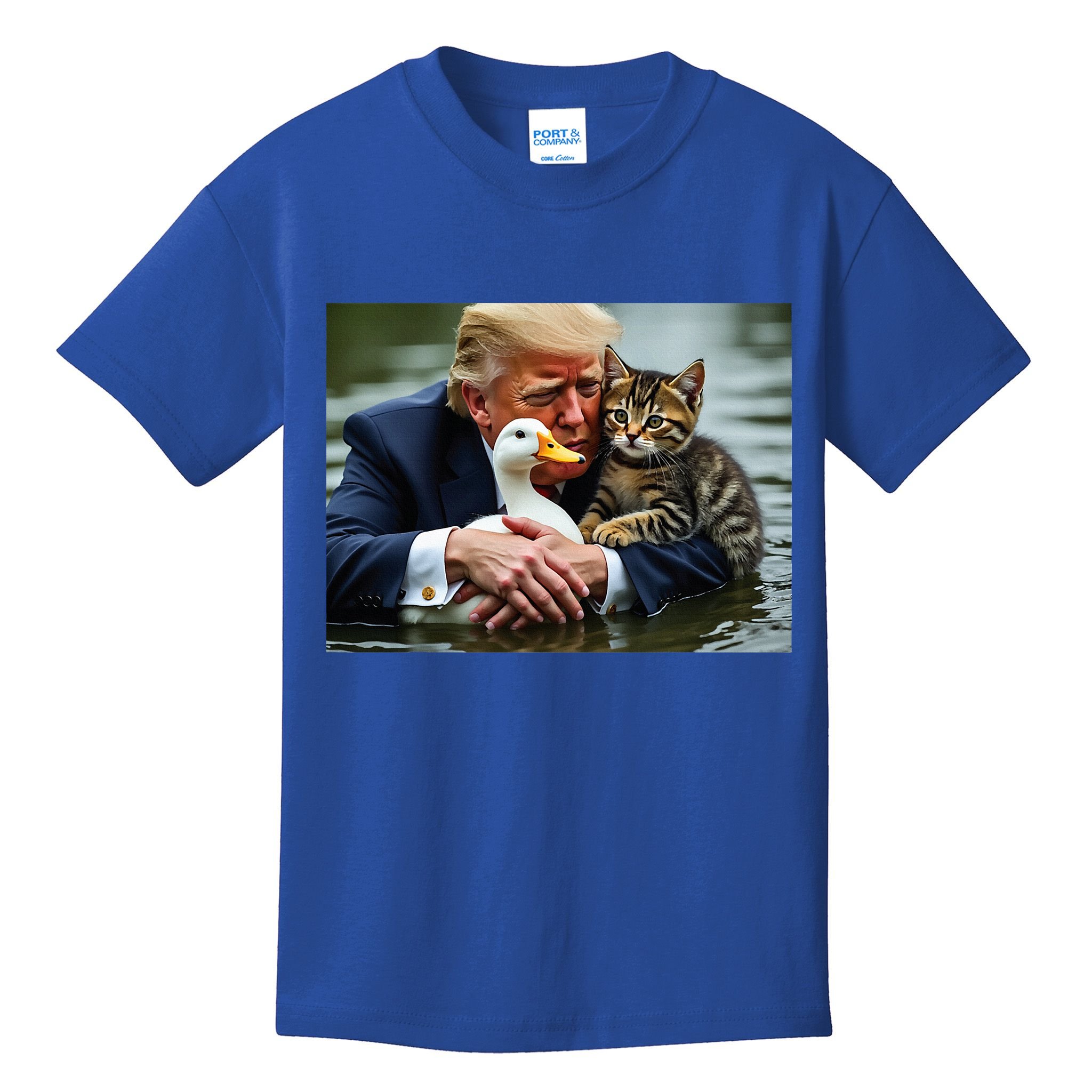 Trump Cat And Duck Memes Christmas Halloween Vote Sign Kids T-Shirt