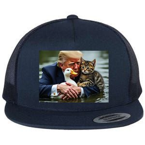 Trump Cat And Duck Memes Christmas Halloween Vote Sign Flat Bill Trucker Hat