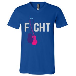 Thyroid Cancer Awareness Day Ribbon Month Survivor Fighter Gift V-Neck T-Shirt