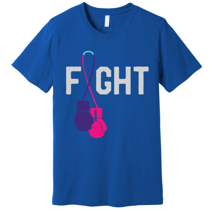 Thyroid Cancer Awareness Day Ribbon Month Survivor Fighter Gift Premium T-Shirt