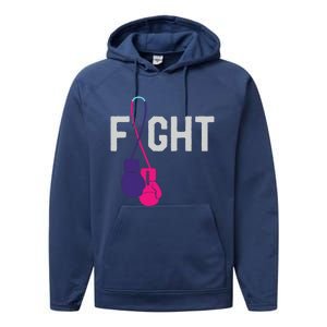 Thyroid Cancer Awareness Day Ribbon Month Survivor Fighter Gift Performance Fleece Hoodie