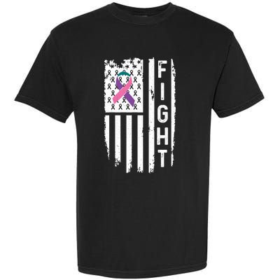 Thyroid Cancer American Flag Awareness Gift Garment-Dyed Heavyweight T-Shirt