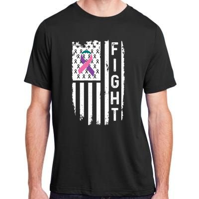 Thyroid Cancer American Flag Awareness Gift Adult ChromaSoft Performance T-Shirt