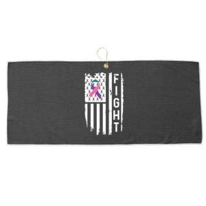 Thyroid Cancer American Flag Awareness Gift Large Microfiber Waffle Golf Towel