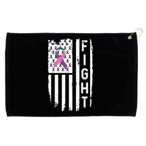 Thyroid Cancer American Flag Awareness Gift Grommeted Golf Towel