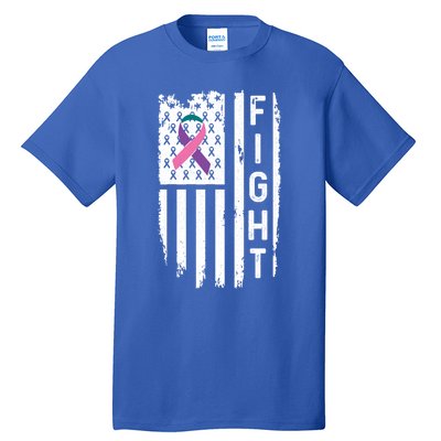 Thyroid Cancer American Flag Awareness Gift Tall T-Shirt