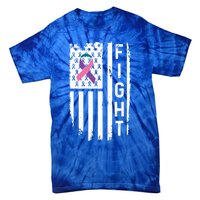 Thyroid Cancer American Flag Awareness Gift Tie-Dye T-Shirt