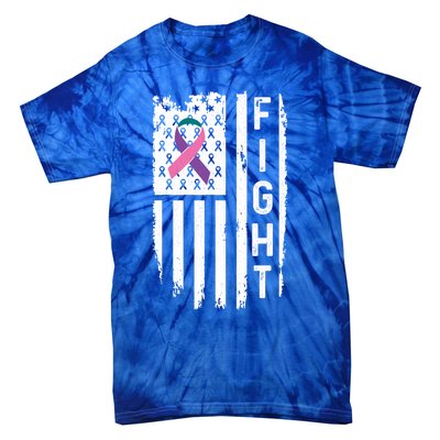 Thyroid Cancer American Flag Awareness Gift Tie-Dye T-Shirt