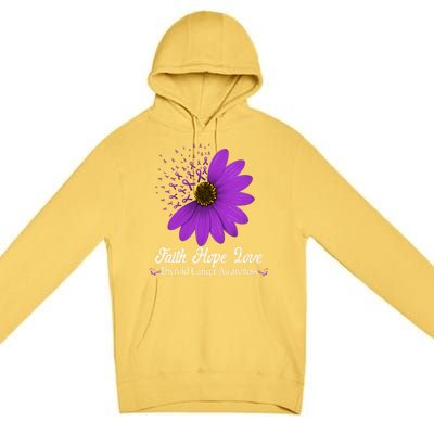 Thyroid Cancer Awareness Faith Hope Love Purple Ribbon Gift Premium Pullover Hoodie