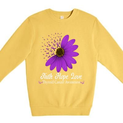 Thyroid Cancer Awareness Faith Hope Love Purple Ribbon Gift Premium Crewneck Sweatshirt