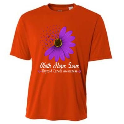 Thyroid Cancer Awareness Faith Hope Love Purple Ribbon Gift Cooling Performance Crew T-Shirt