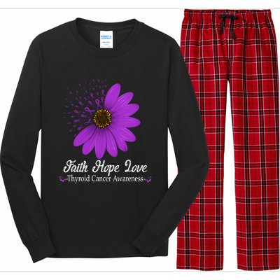 Thyroid Cancer Awareness Faith Hope Love Purple Ribbon Gift Long Sleeve Pajama Set