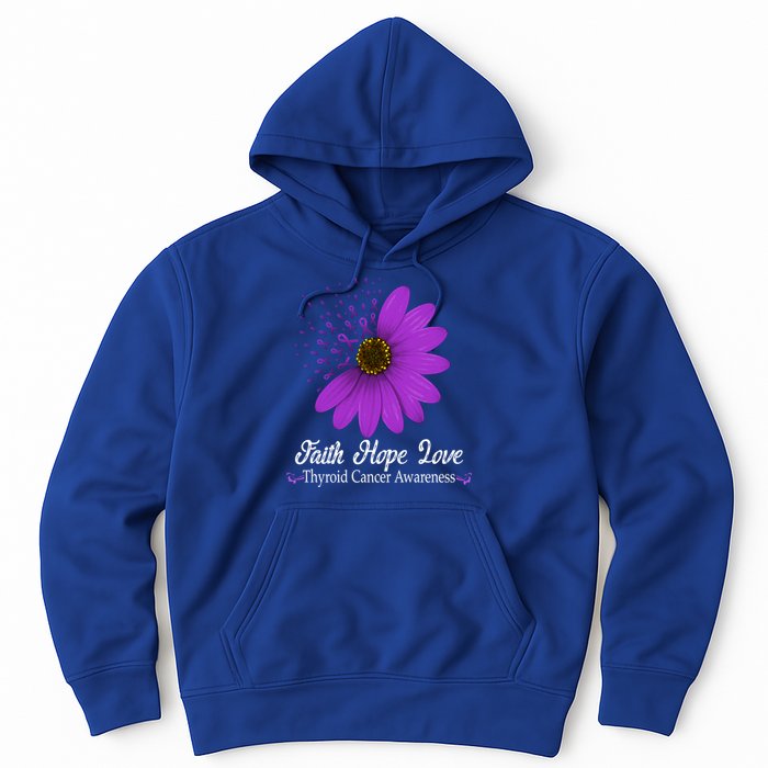 Thyroid Cancer Awareness Faith Hope Love Purple Ribbon Gift Hoodie